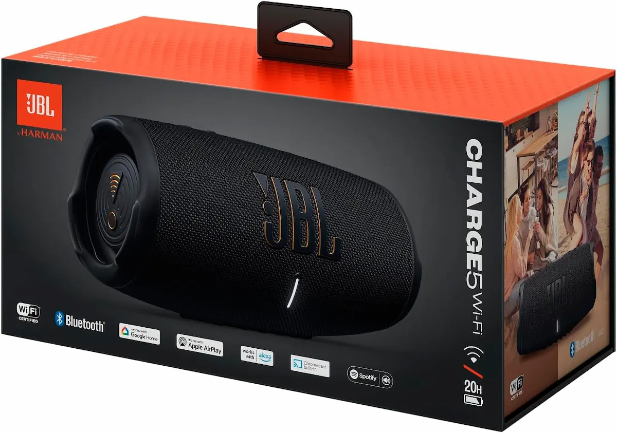 Mais da metade OFF: Caixa JBL Charge 5 entra em promoção com 52% de desconto 2 Caixa JBL Charge 5 Wi-Fi na embalagem com Bluetooth e bateria de até 20 horas.