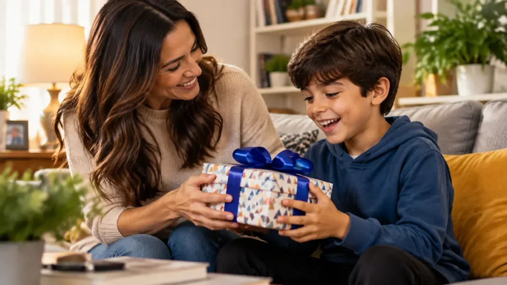 Dia das Crianças 2026 cai em feriado prolongado; veja presentes por faixa de preço a partir de R$ 23,51 2 Mãe entrega presente para filho no Dia das Crianças com opções de produtos a partir de R$ 23,51.